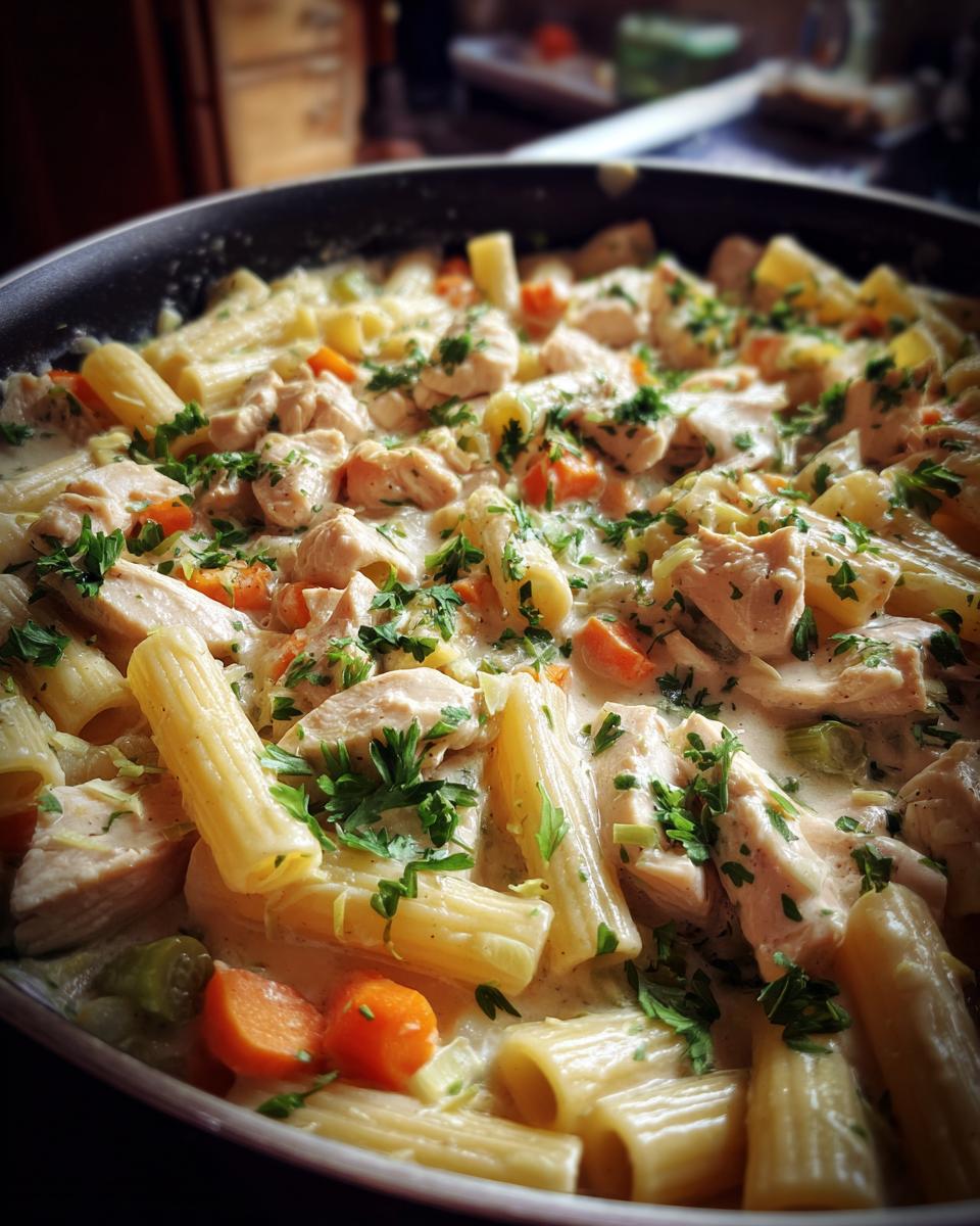 Creamy Chicken Pot Pie Pasta Skillet for Thanksgiving - detail 2