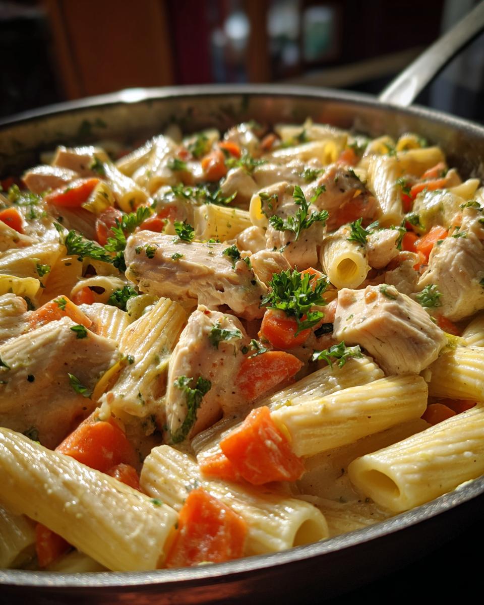 Creamy Chicken Pot Pie Pasta Skillet for Thanksgiving - detail 4