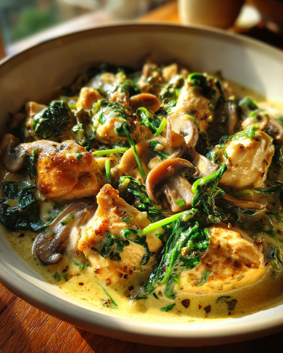 Creamy Chicken with Spinach and Mushrooms - detail 1