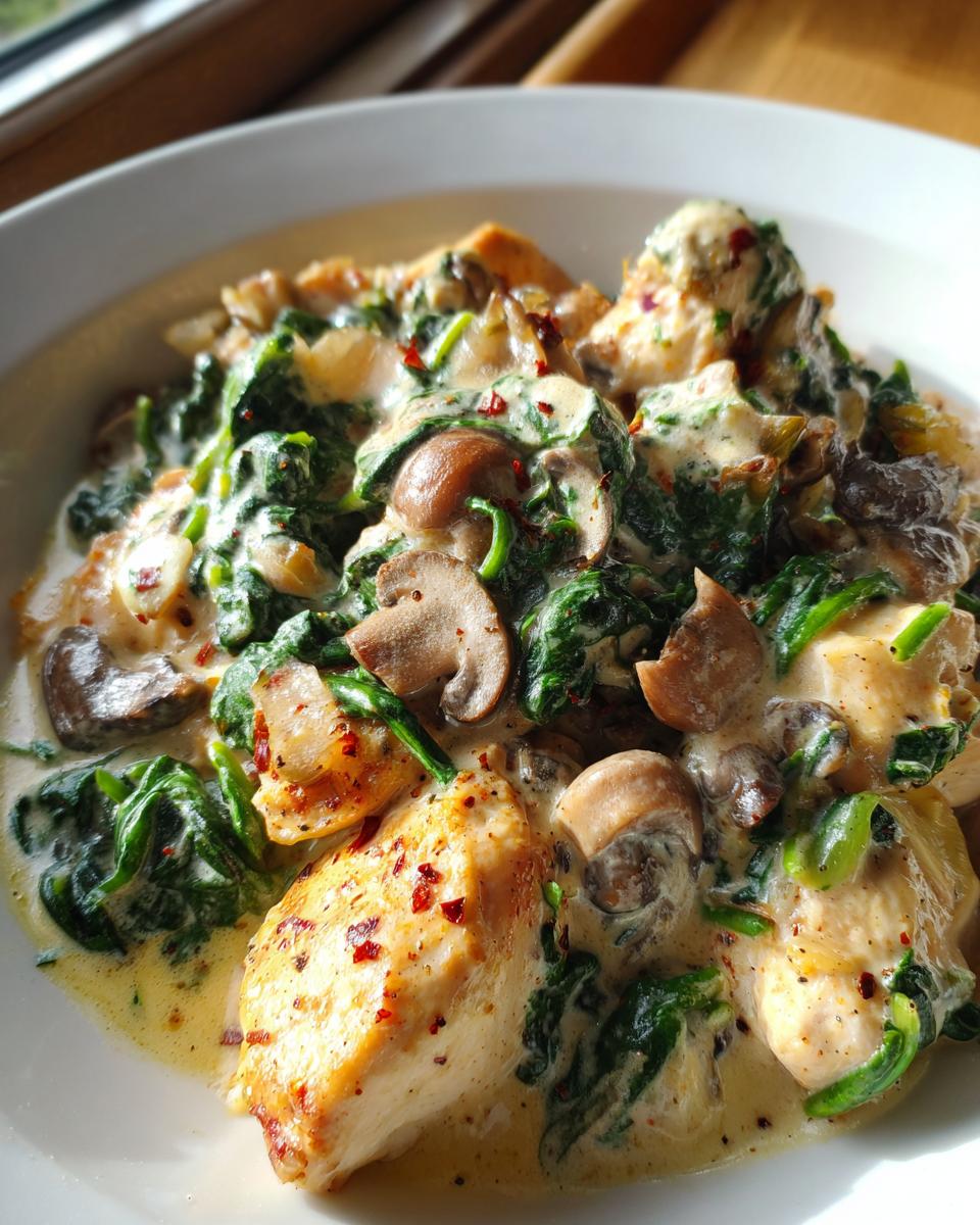 Creamy Chicken with Spinach and Mushrooms - detail 2