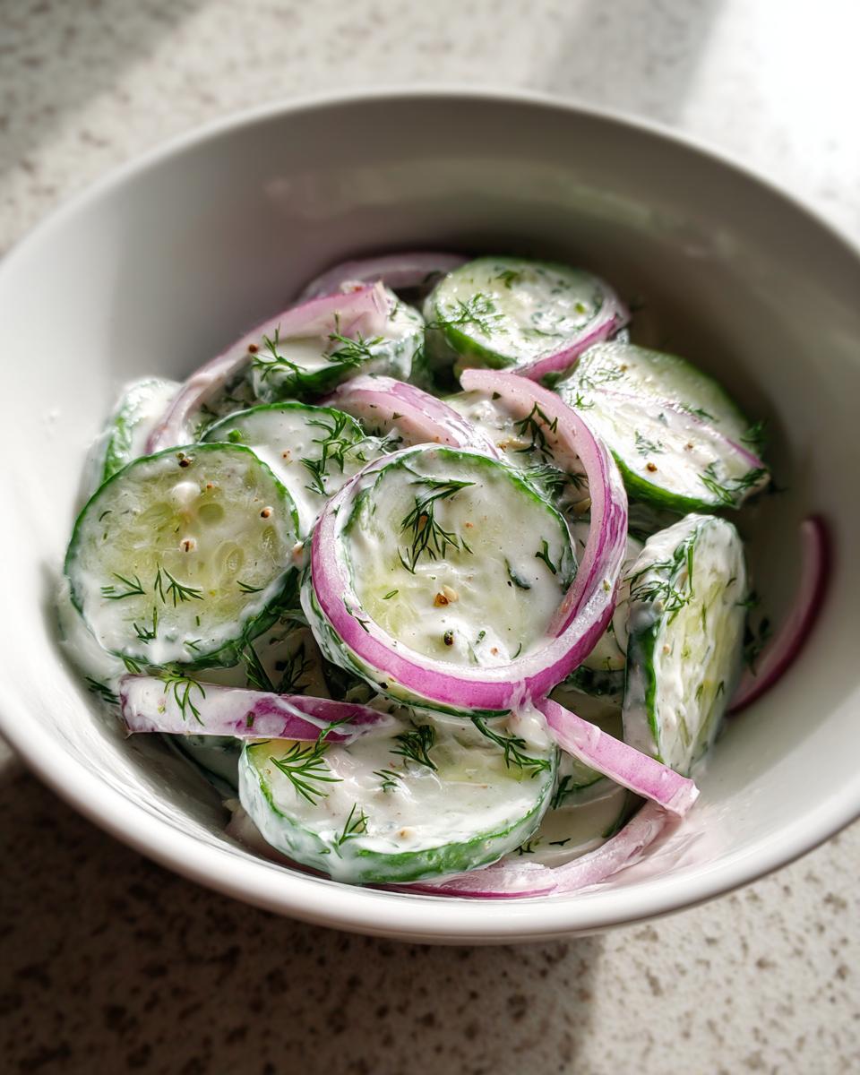 Creamy Cucumber Salad with Dill and Red Onion - detail 1