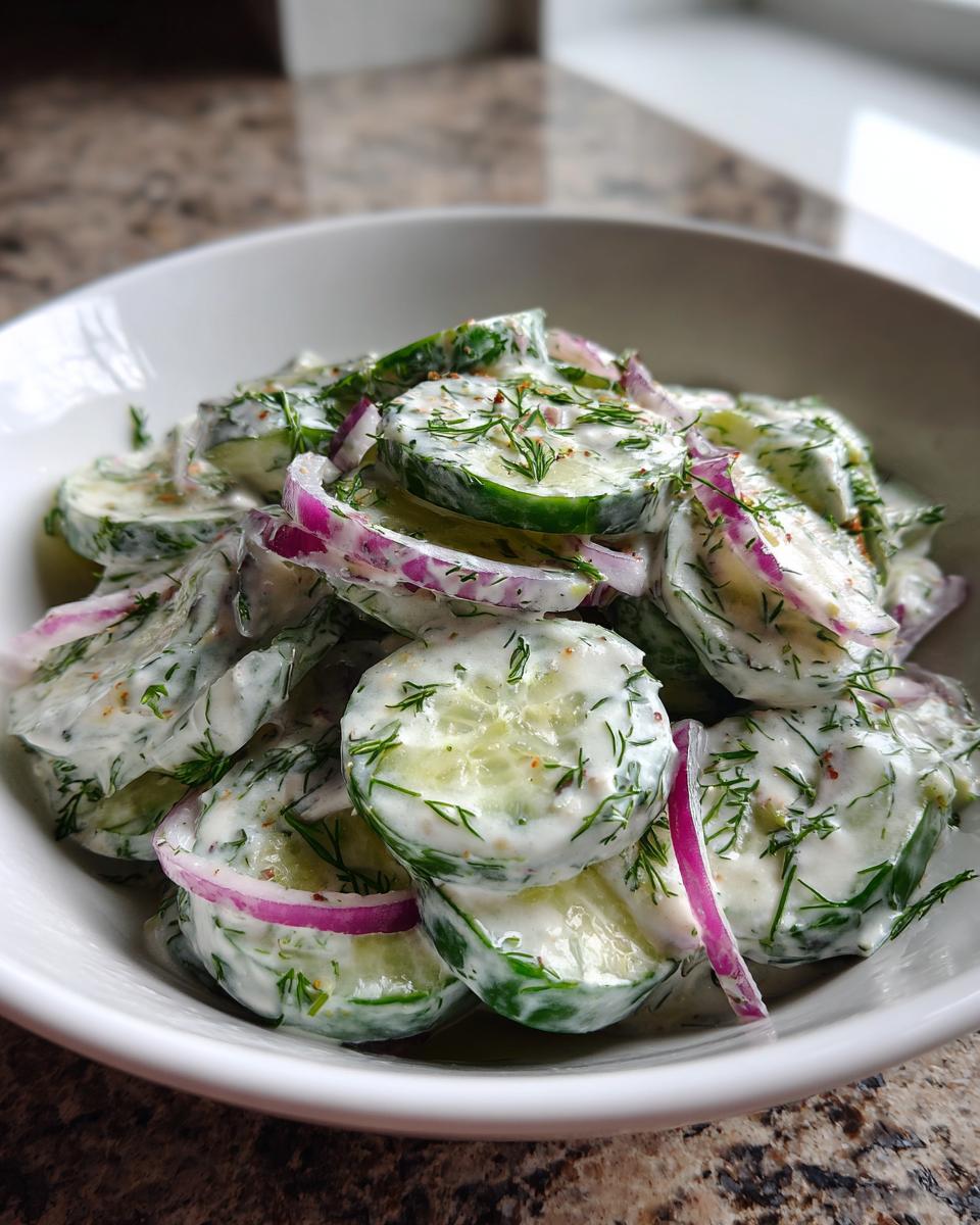 Creamy Cucumber Salad with Dill and Red Onion - detail 2