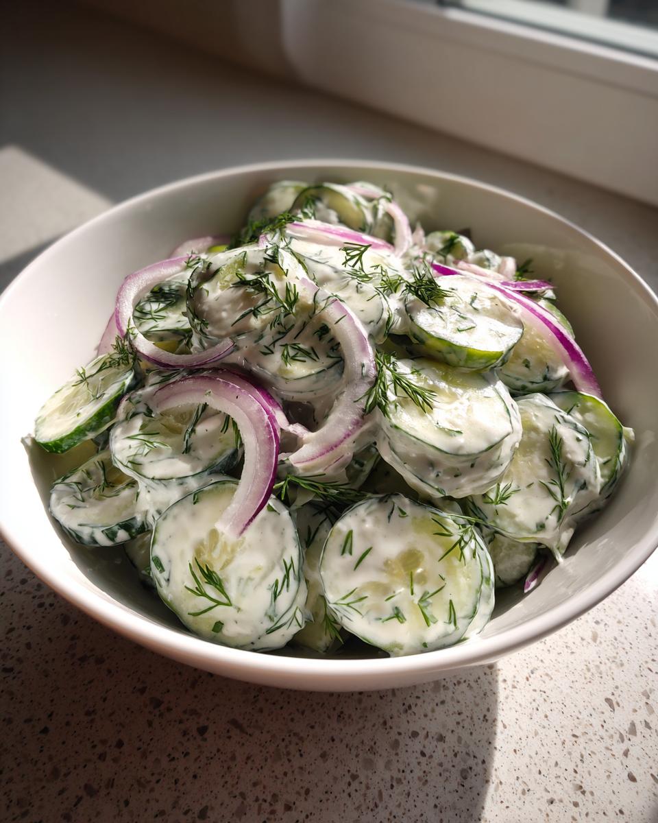 Creamy Cucumber Salad with Dill and Red Onion - detail 3