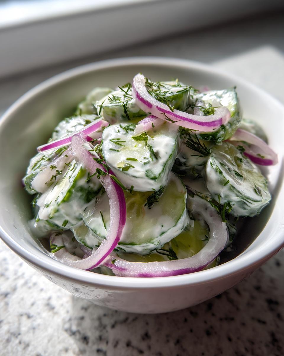Creamy Cucumber Salad with Dill and Red Onion - detail 4