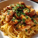 Creamy Garlic Parmesan Chicken with Cheesy Linguine