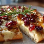 Crispy Flatbread with Brie, Cranberries, and Hot Honey Drizzle for Christmas