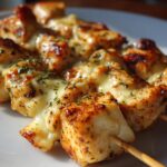 Garlic Mozzarella Chicken Bomb Skewers