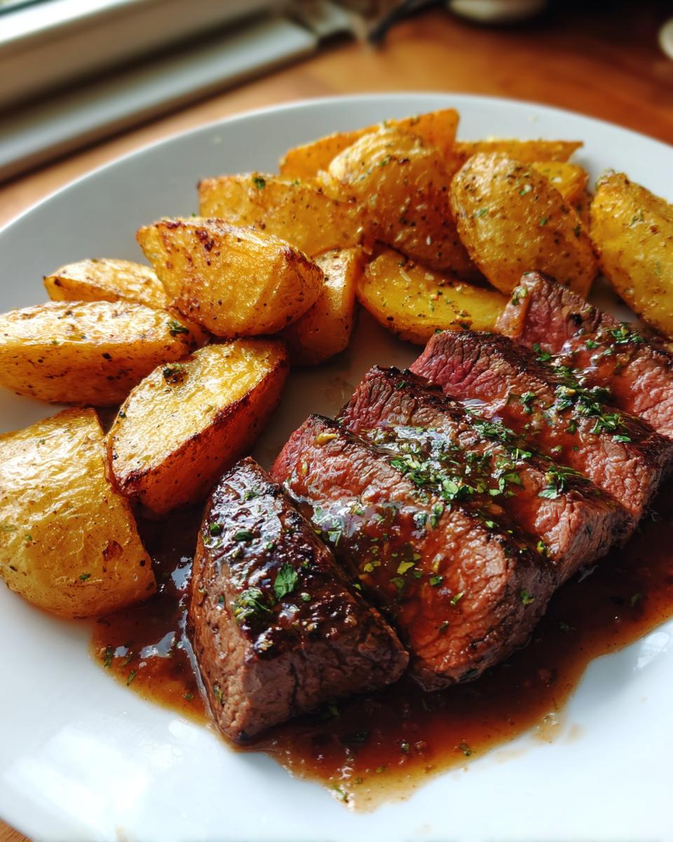 Grilled Beef with Roasted Potatoes and Homemade Sauce - detail 1