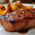 Grilled Pork Chops with Peaches and Bourbon Glaze