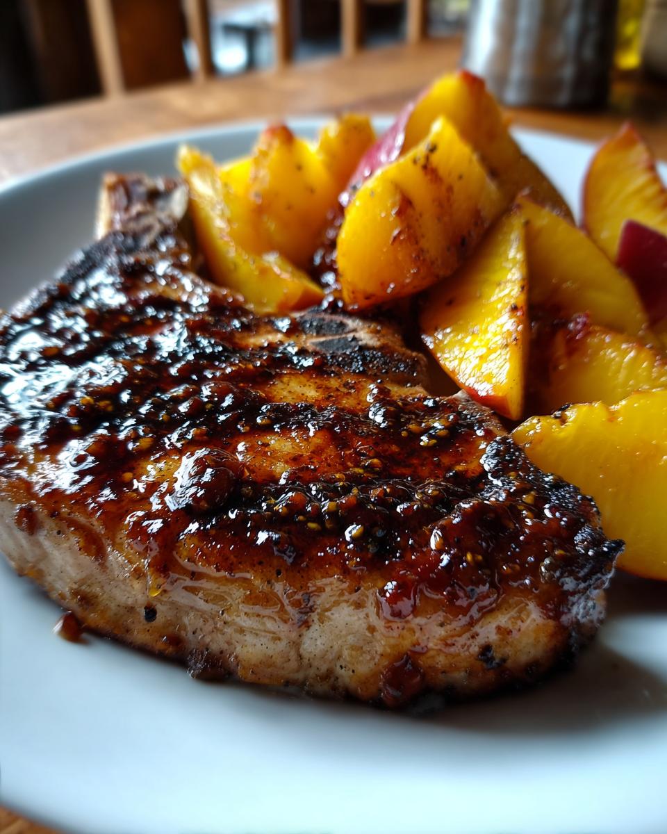 Grilled Pork Chops with Peaches and Bourbon Glaze - detail 4