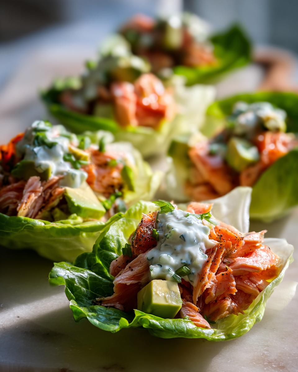 Lettuce Cups with Cooked Salmon, Avocado, and Yogurt - detail 1