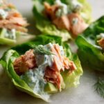 Lettuce Cups with Cooked Salmon, Avocado, and Yogurt