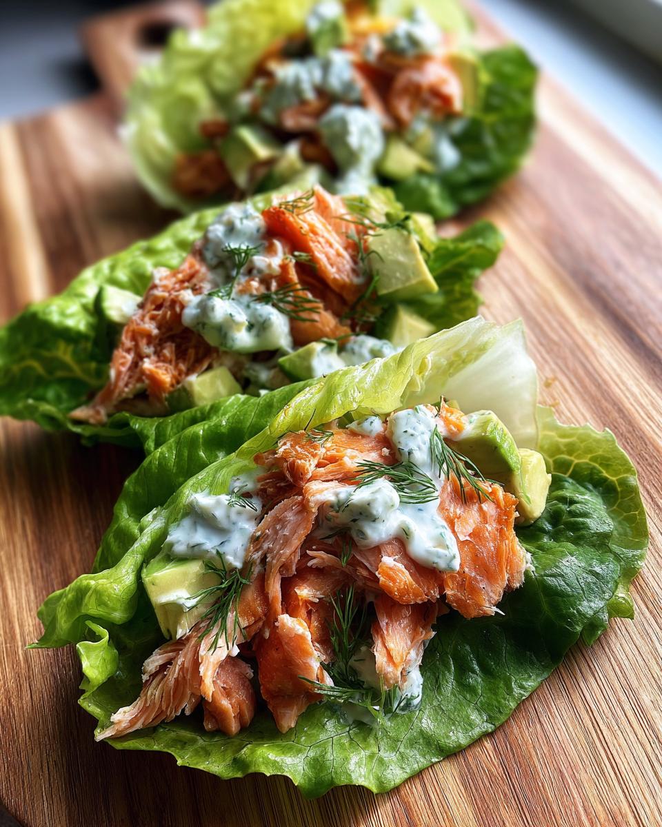 Lettuce Cups with Cooked Salmon, Avocado, and Yogurt - detail 2