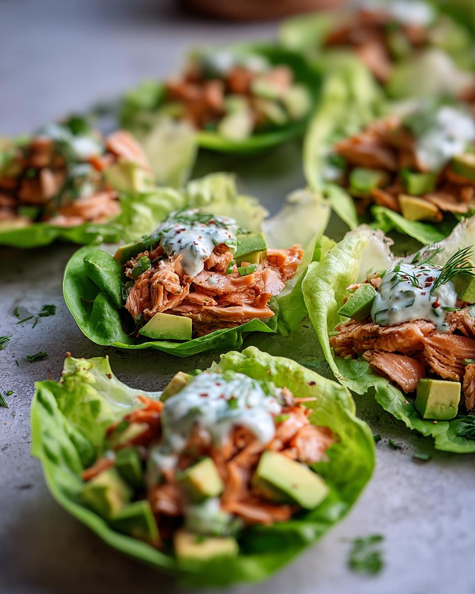 Lettuce Cups with Cooked Salmon, Avocado, and Yogurt - detail 3
