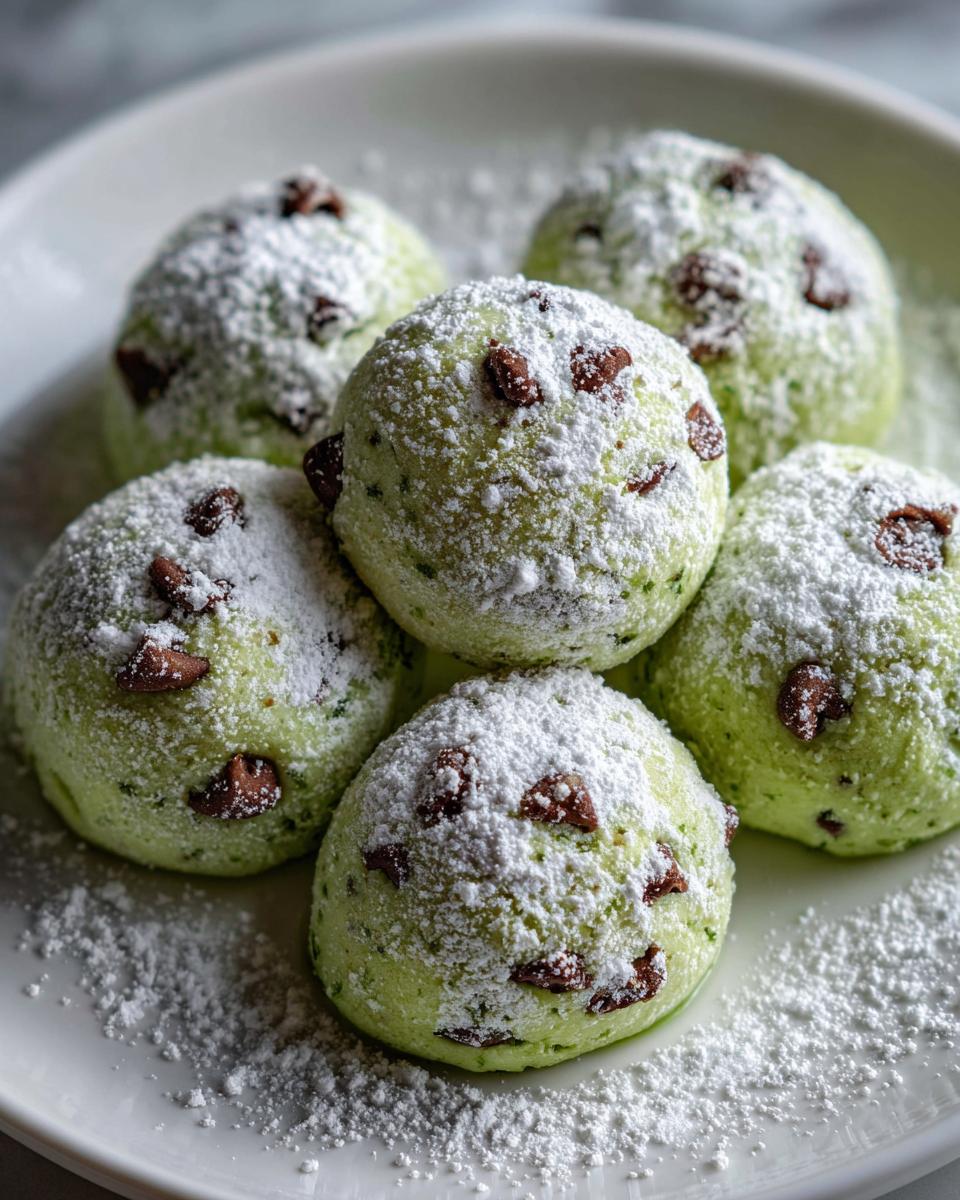 Mint Chocolate Chip Snowball Cookies for Christmas - detail 1
