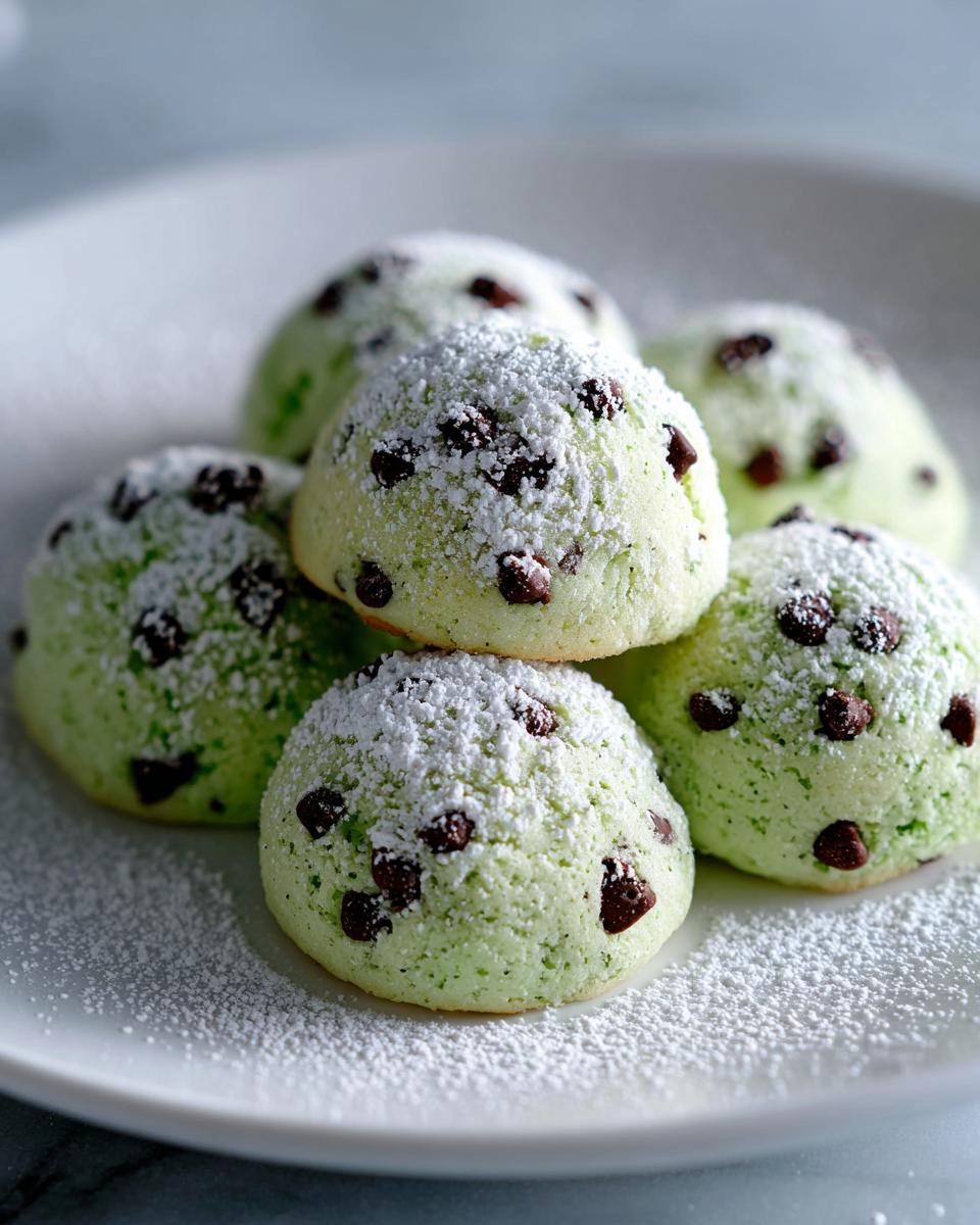 Mint Chocolate Chip Snowball Cookies for Christmas - detail 3