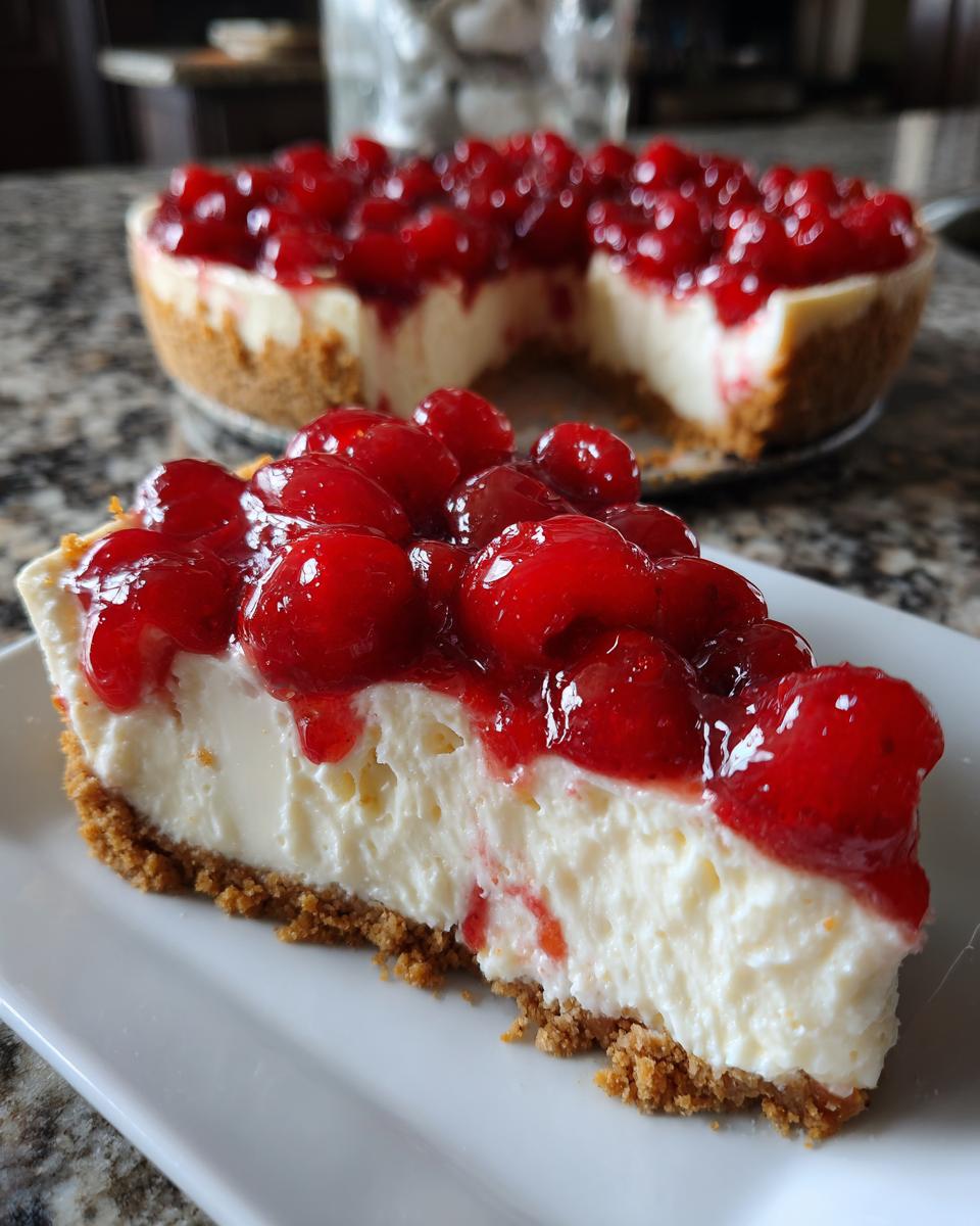 No-Bake Cherry Cheesecake Dessert for Christmas - detail 2