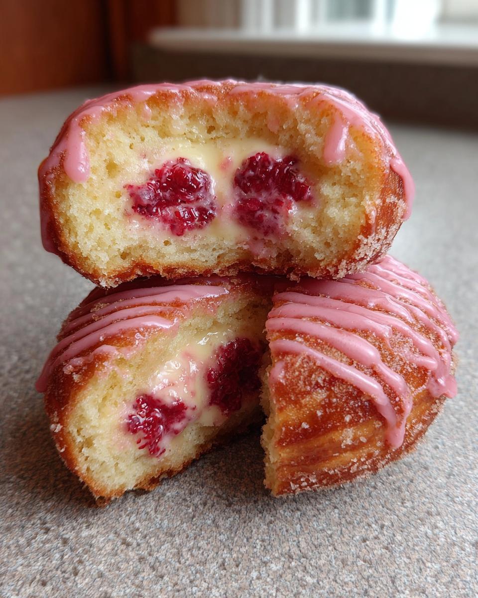 Raspberry Cheesecake Stuffed Donuts - detail 3