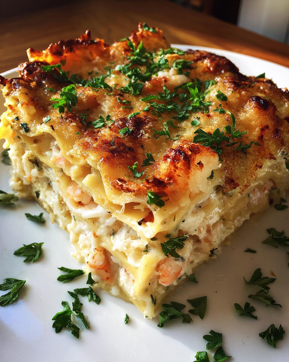 Seafood Lasagna with Shrimp and Crab for Christmas - detail 1