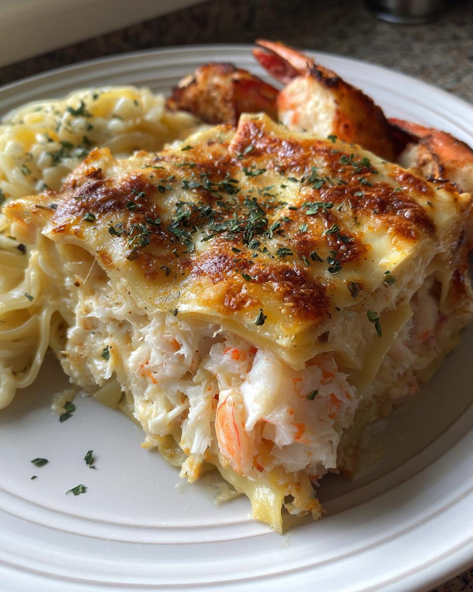 Seafood Lasagna with Shrimp and Crab for Christmas - detail 1
