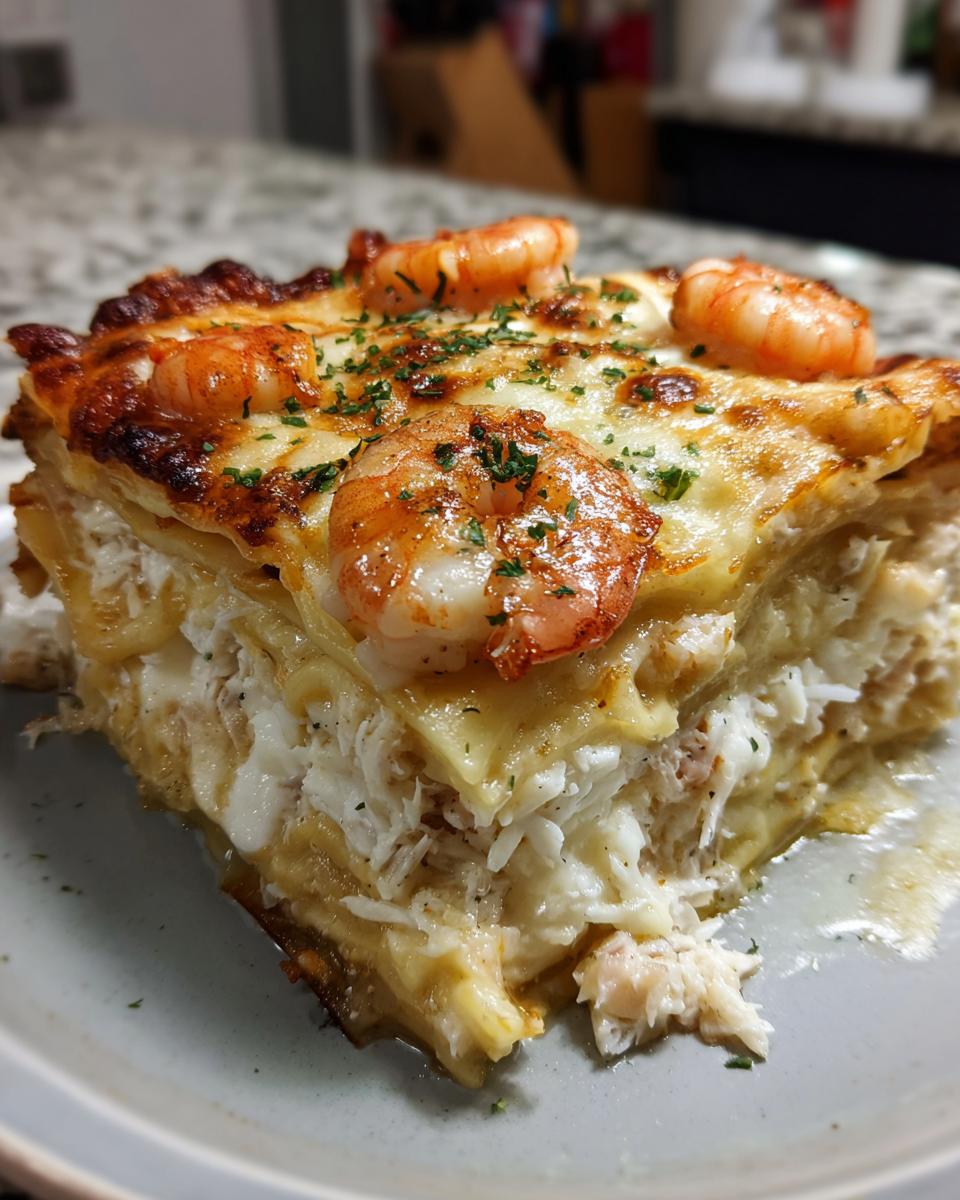 Seafood Lasagna with Shrimp and Crab for Christmas - detail 2