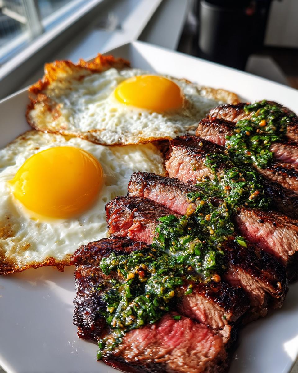 Smoked Chimichurri Cowboy Ribeye with Fried Eggs - detail 1