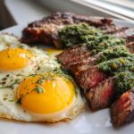 Smoked Chimichurri Cowboy Ribeye with Fried Eggs