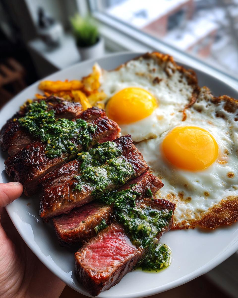 Smoked Chimichurri Cowboy Ribeye with Fried Eggs - detail 2