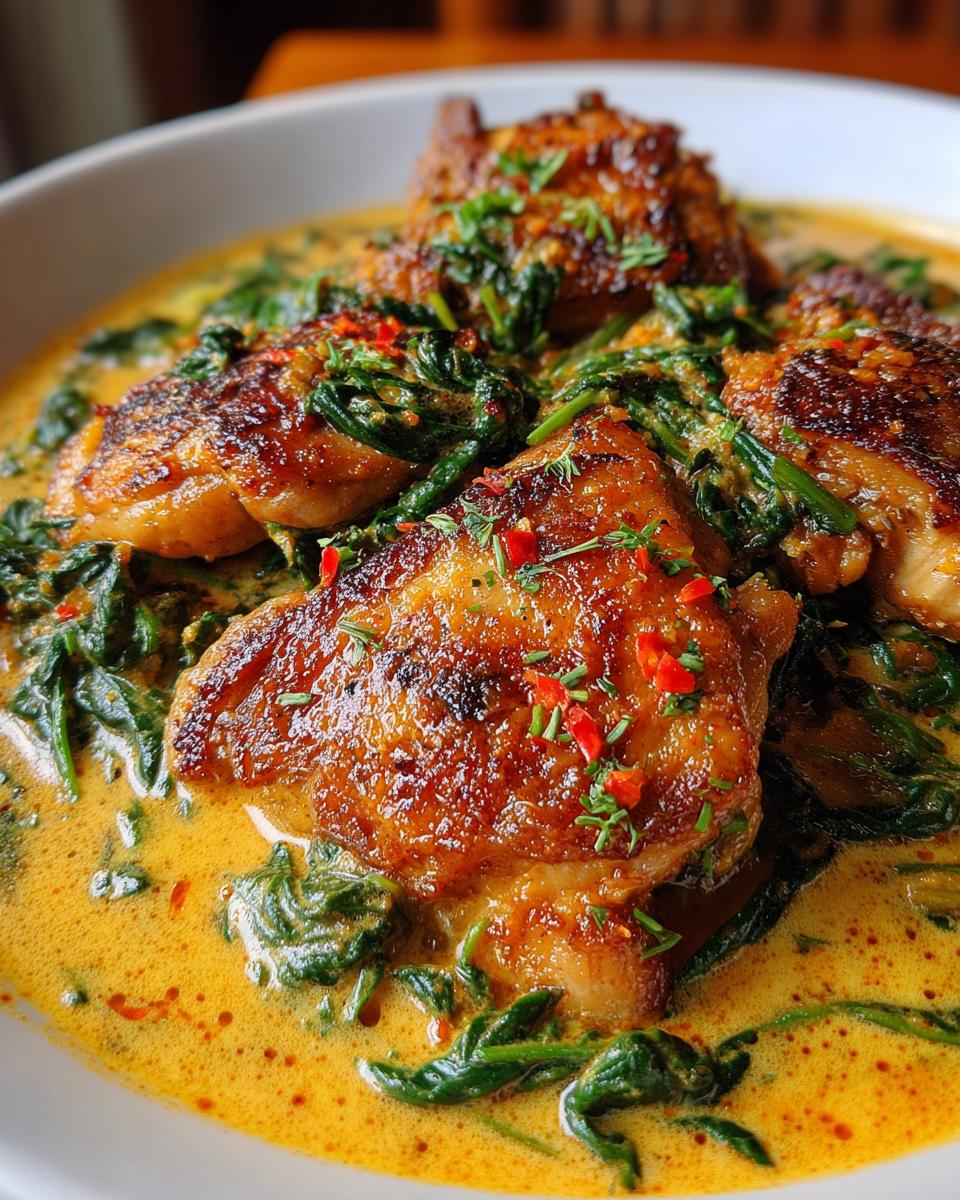 Smoked Paprika Chicken Thighs with Creamed Lemon Spinach - detail 1