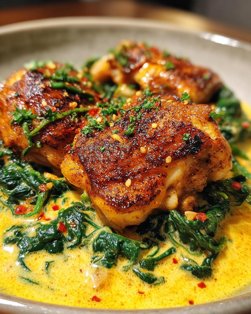 Smoked Paprika Chicken Thighs with Creamed Lemon Spinach - detail 2