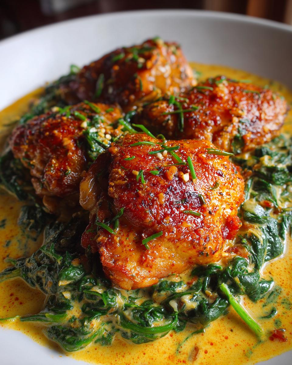Smoked Paprika Chicken Thighs with Creamed Lemon Spinach - detail 3