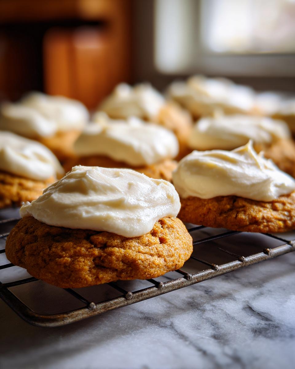 Soft Pumpkin Cookies with Cream Cheese Frosting for Thanksgiving - detail 2
