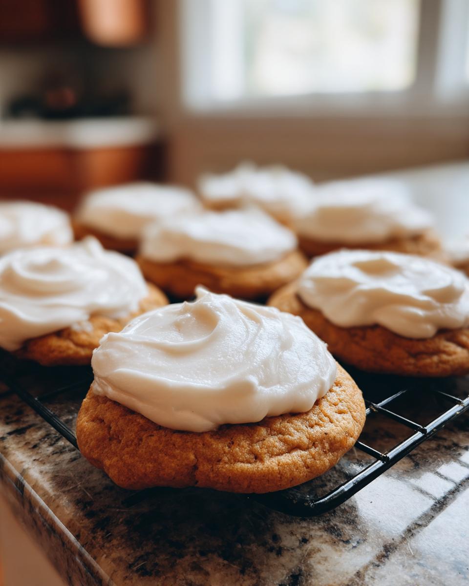Soft Pumpkin Cookies with Cream Cheese Frosting for Thanksgiving - detail 3