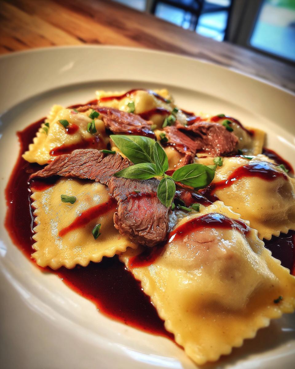 Beef Wellington Ravioli with Red Wine Reduction - detail 2