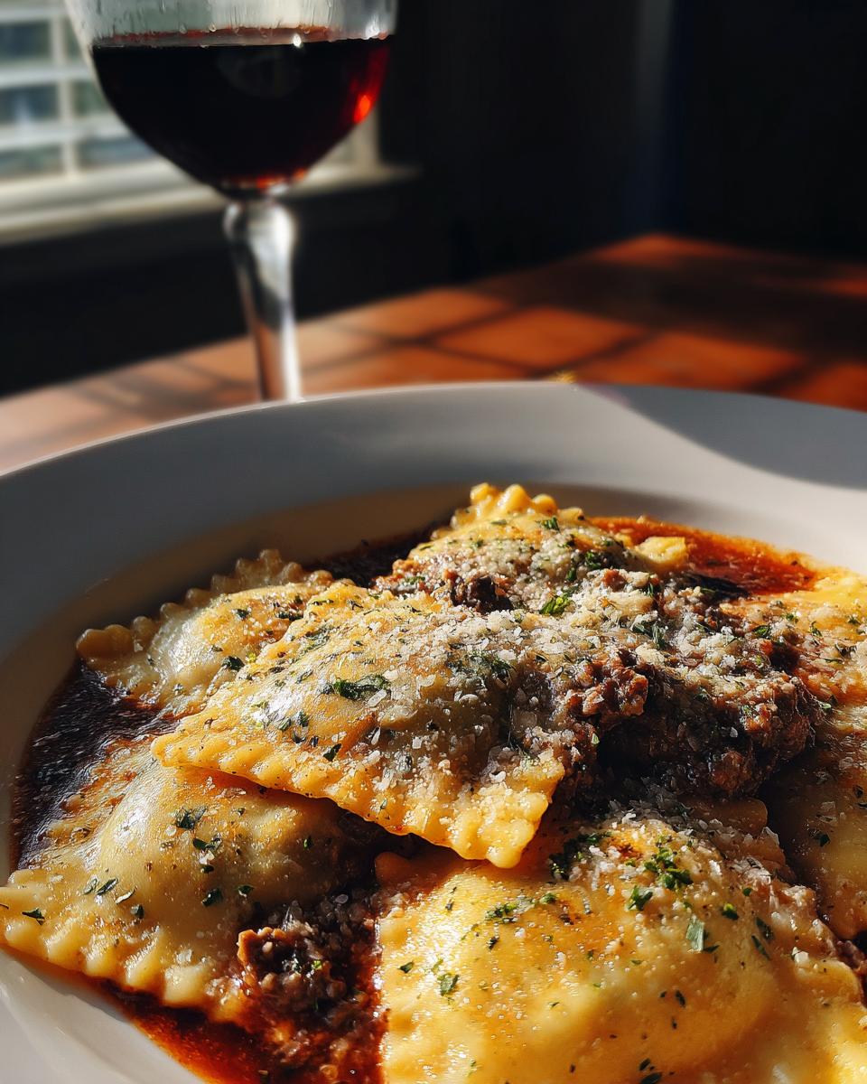 Beef Wellington Ravioli with Red Wine Reduction - detail 4