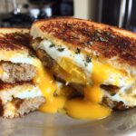 Breakfast Grilled Cheese with Eggs and Sausage