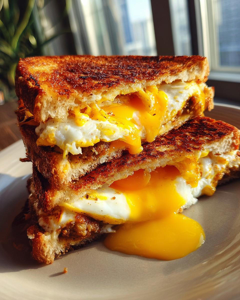 Breakfast Grilled Cheese with Eggs and Sausage - detail 2