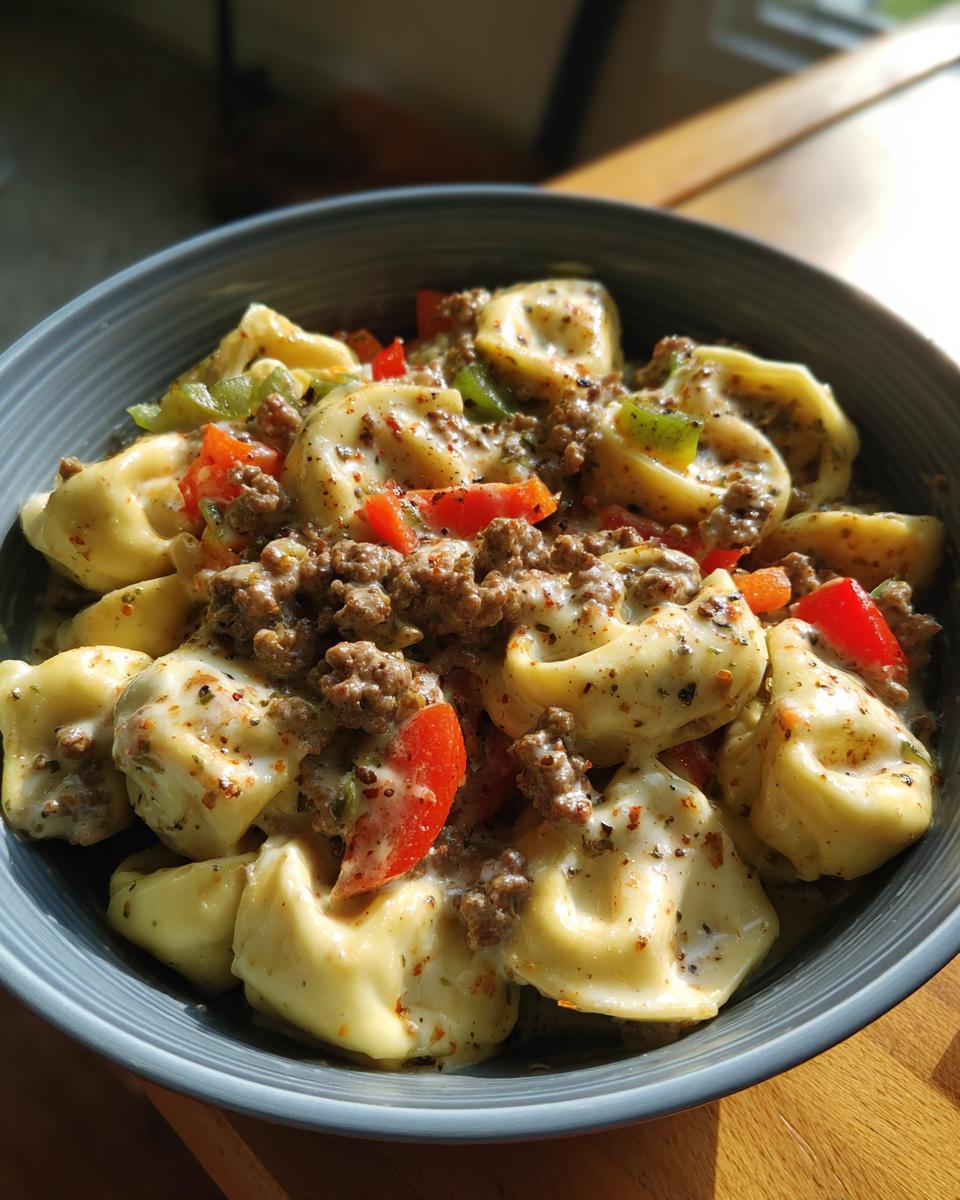 Cheesesteak Tortellini with Provolone Sauce - detail 2