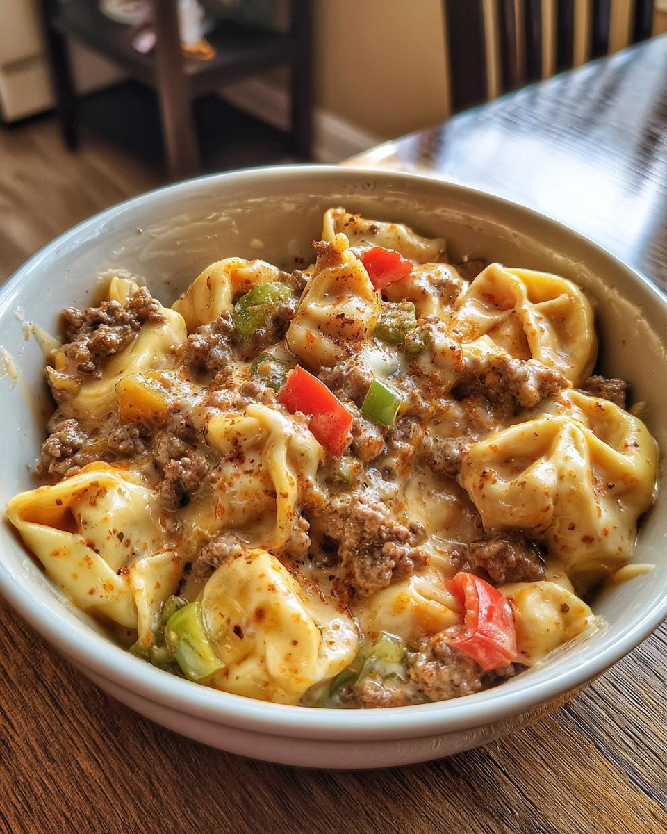 Cheesesteak Tortellini with Provolone Sauce - detail 3