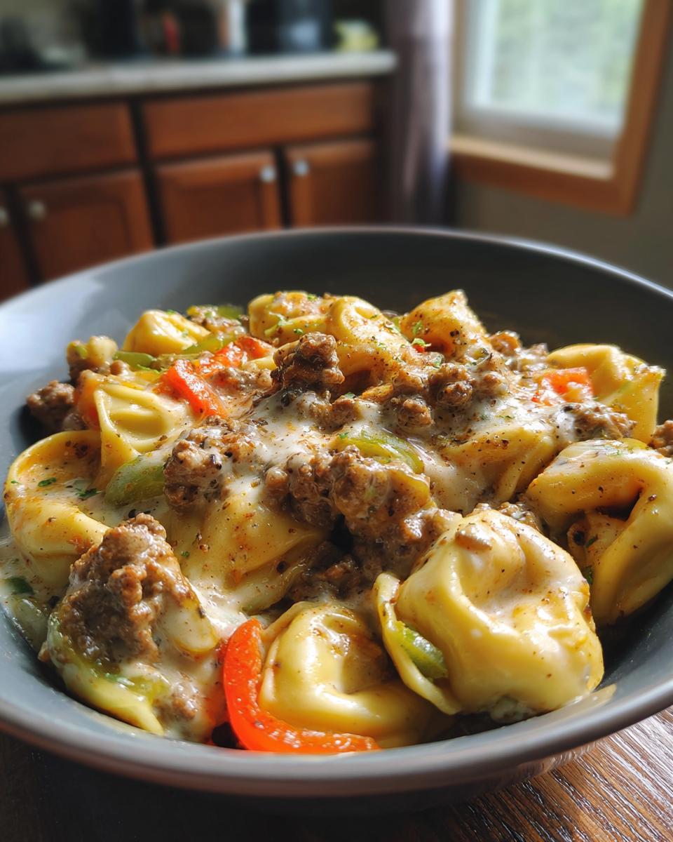 Cheesesteak Tortellini with Provolone Sauce - detail 4