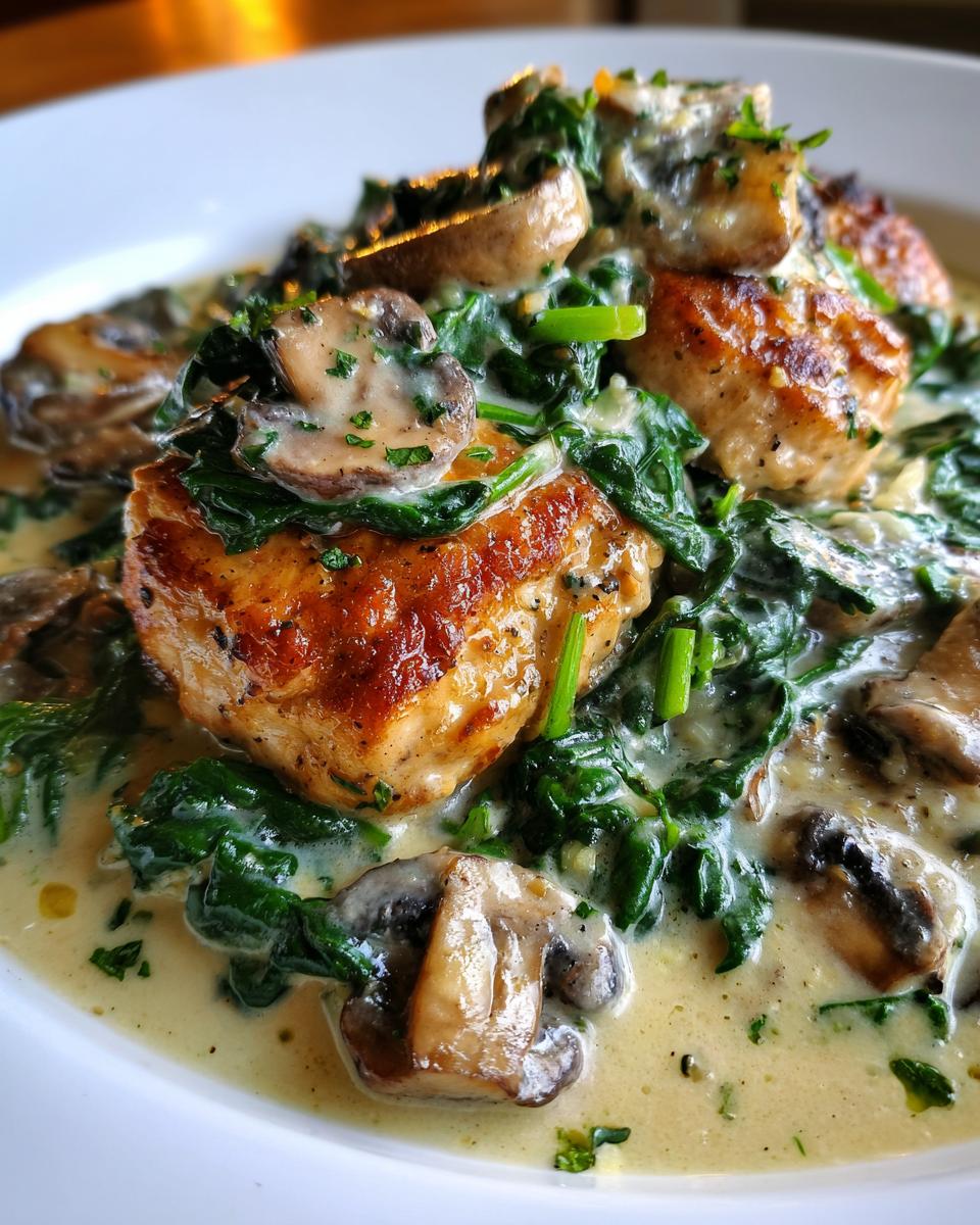 Chicken with Spinach and Mushrooms in Creamy Parmesan Sauce - detail 1
