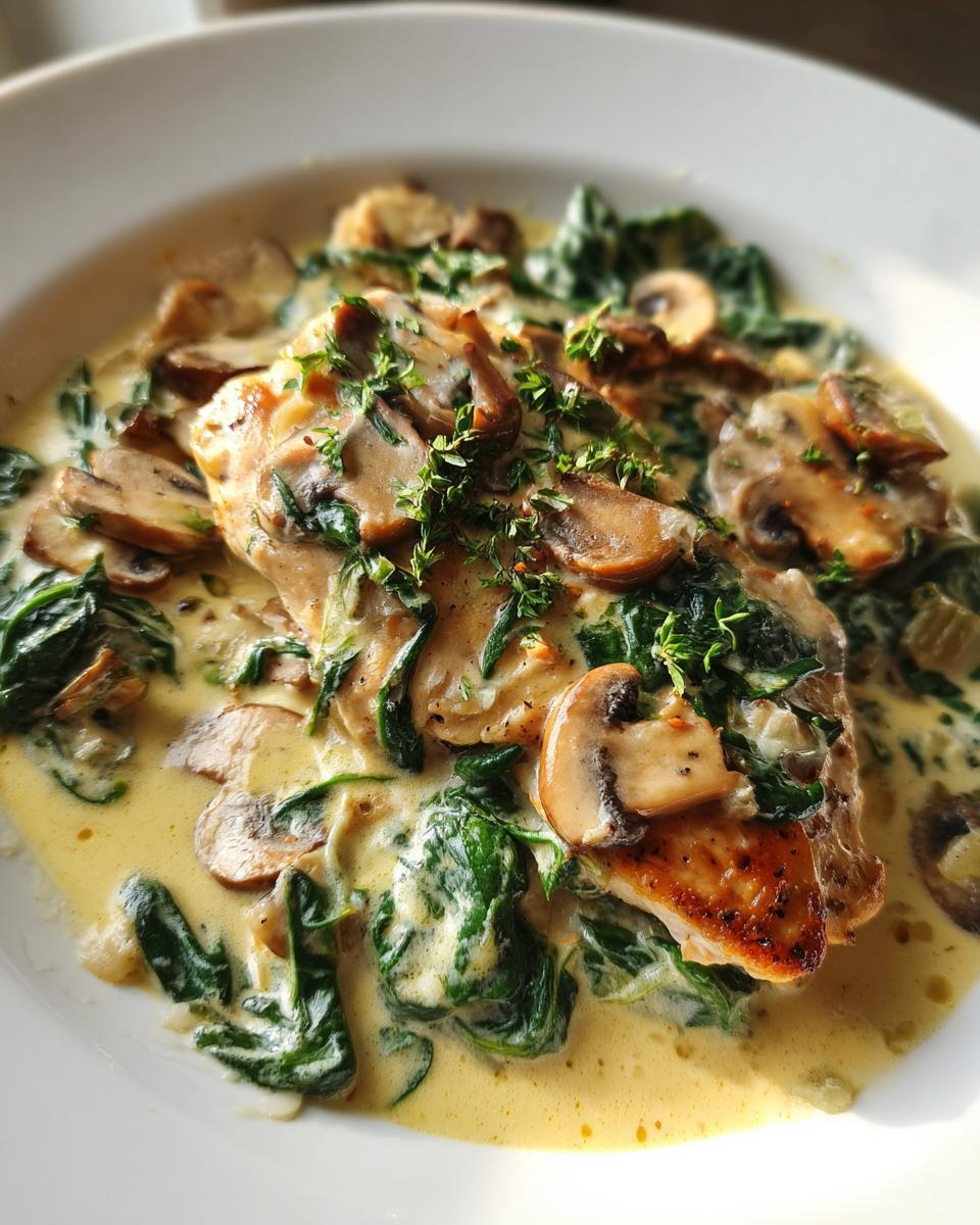 Chicken with Spinach and Mushrooms in Creamy Parmesan Sauce - detail 2