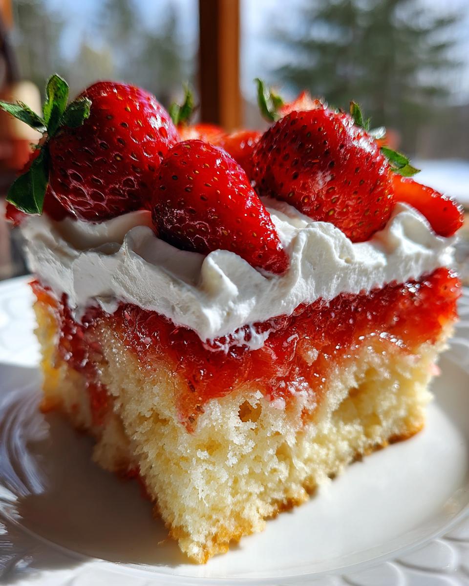 Classic Strawberry Poke Cake - detail 2