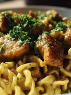Creamy Garlic Chicken with Buttered Noodles