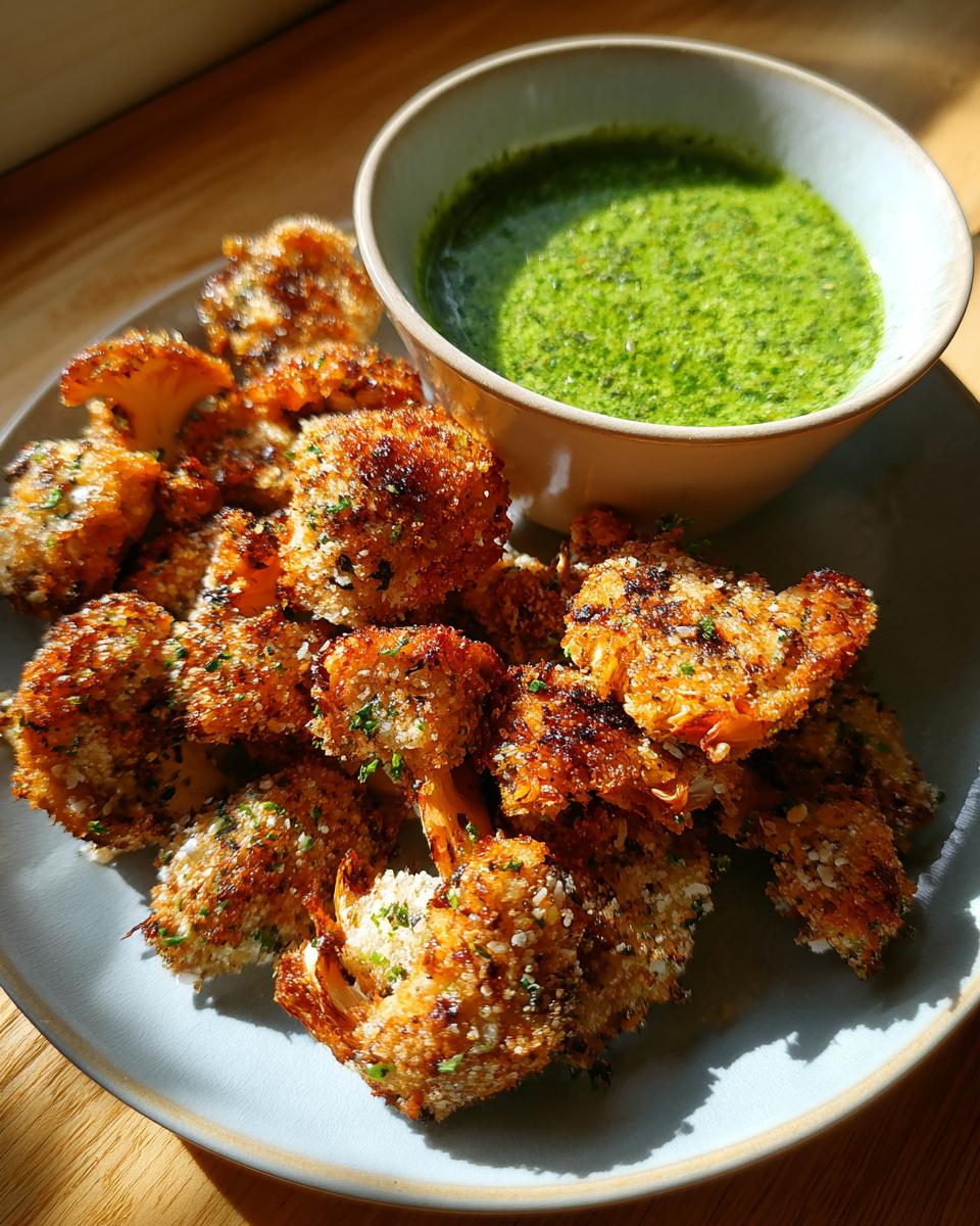 Crispy Garlic Mushroom Bites with Herby Vegan Dip - detail 1