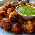 Crispy Garlic Mushroom Bites with Herby Vegan Dip