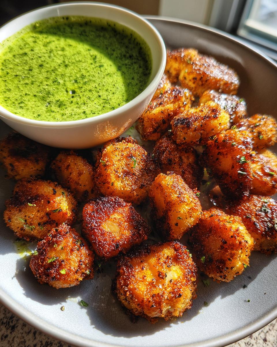 Crispy Garlic Mushroom Bites with Herby Vegan Dip - detail 2