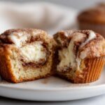 Healthy Cinnamon Roll Muffins with Creamy Centers