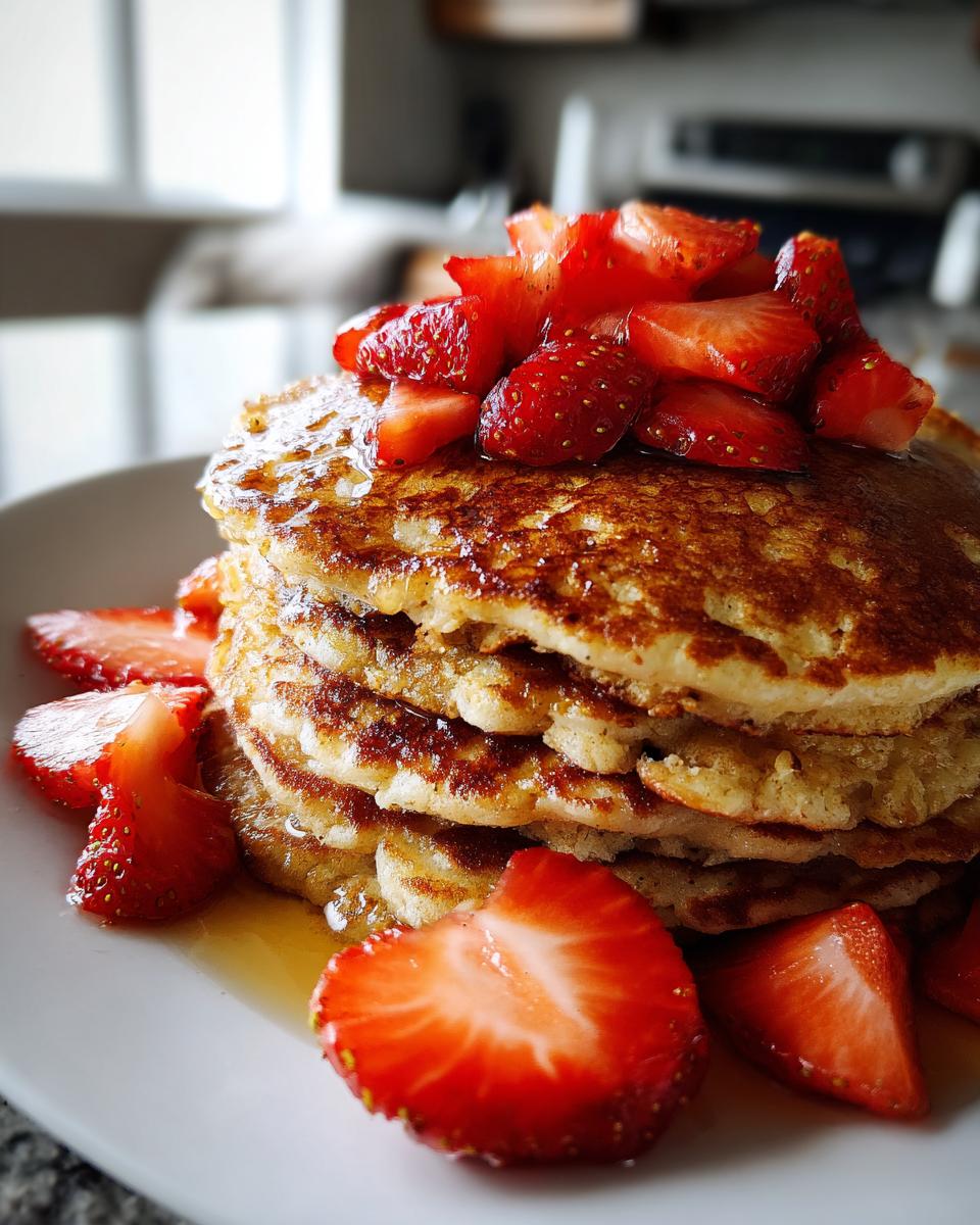 Healthy Oatmeal Pancakes with Strawberries - detail 2