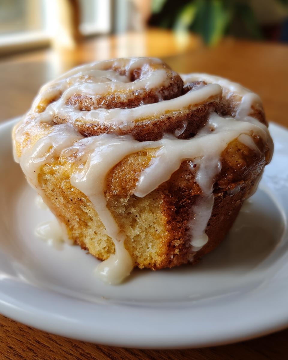 Pumpkin Cinnamon Roll Muffins with Cream Cheese Glaze - detail 1
